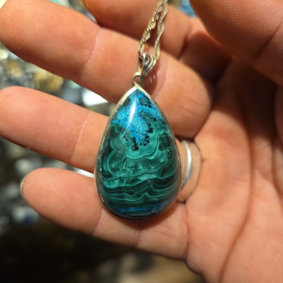 Chryscolla and Malachite pendant - Picture 2 of 4